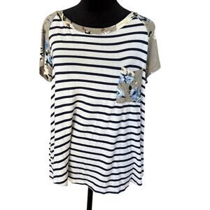 e.Luna stripe and floral crewneck T-shirt, women's size S